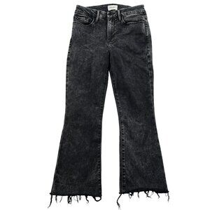 Frame Womens Jeans 28 Black Denim Flare Leg Crop Raw Hem Mid Rise Casual Travel